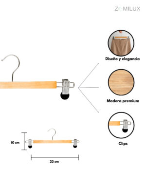 2000 Ganchos Para Pantalones Con Clips Antideslizantes Madera - Image 2