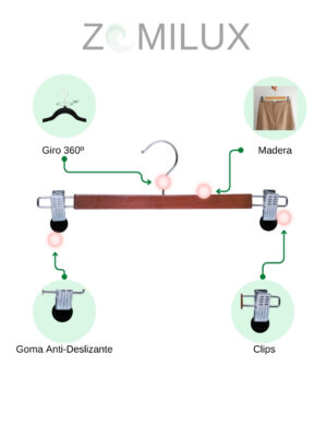 2000 Ganchos Para Pantalones Con Clips Antideslizantes Madera - Image 8