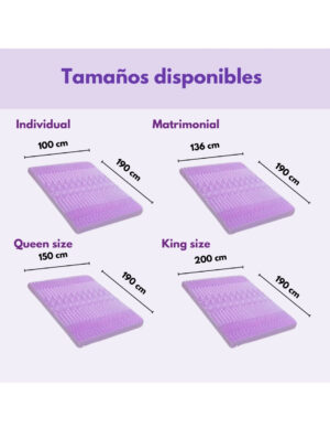 8 Colchonetas Memory Foam de Lavanda con 7 Zonas | Sobrecolchón 7.6 cm Ortopédico Morado - Image 5