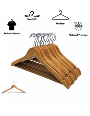 2000 Ganchos Para Ropa Madera Elegante Premium Antideslizante - Image 2