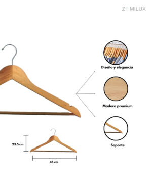 2000 Ganchos Para Ropa Madera Elegante Premium Antideslizante - Image 3