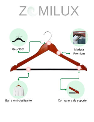 2000 Ganchos Para Ropa Madera Elegante Premium Antideslizante - Image 9
