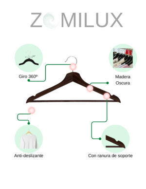 2000 Ganchos Para Ropa Madera Elegante Premium Antideslizante - Image 6